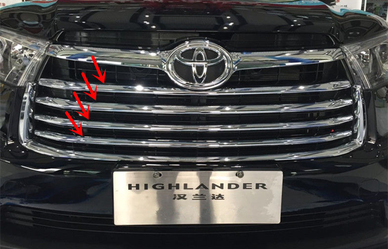 Shining Chrome Auto Body Parts For Highlander 2014 2015 , Front Grille Garnish