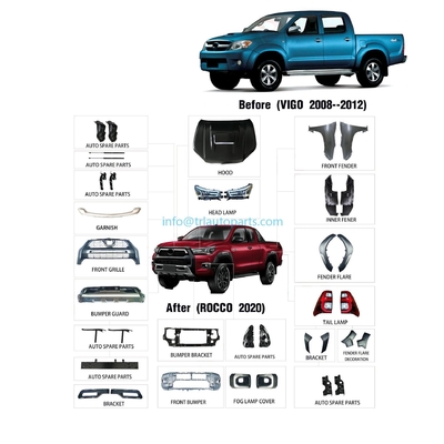 Dobra cena. 53121-0K220 Toyota Hilux Vigo 2008-2012 Więcej niż 10-częściowy plastikowy zestaw pełnego ciała do Hilux Rocco 531210K220 w Internecie